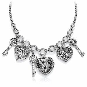 ⚜️ Silver Heart and Key Charm Necklace